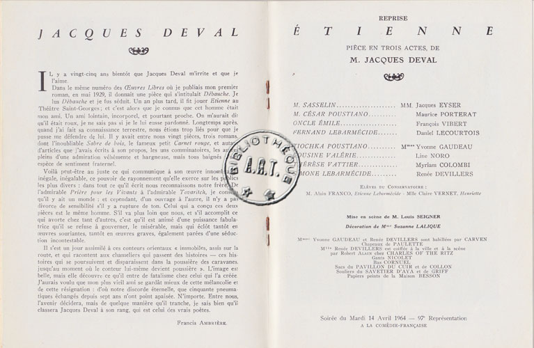 Les programmes de Théatre de l\